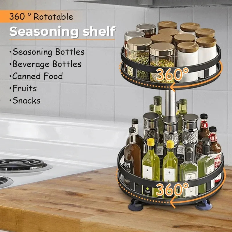 Rotating Kitchen Organizer Tray – 360° Spice & Pantry Storage Solution