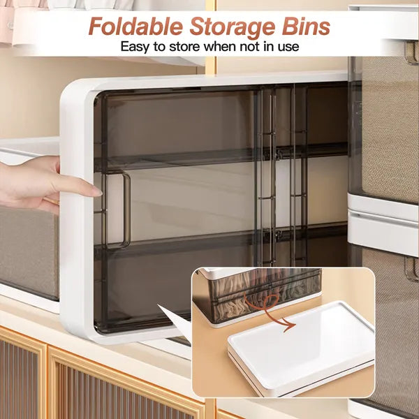 Foldable & Stackable Storage Bins (3-Pack) – Space-Saving Organizer with Lids & Dividers.