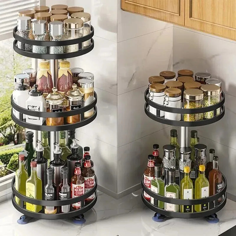 Rotating Kitchen Organizer Tray – 360° Spice & Pantry Storage Solution