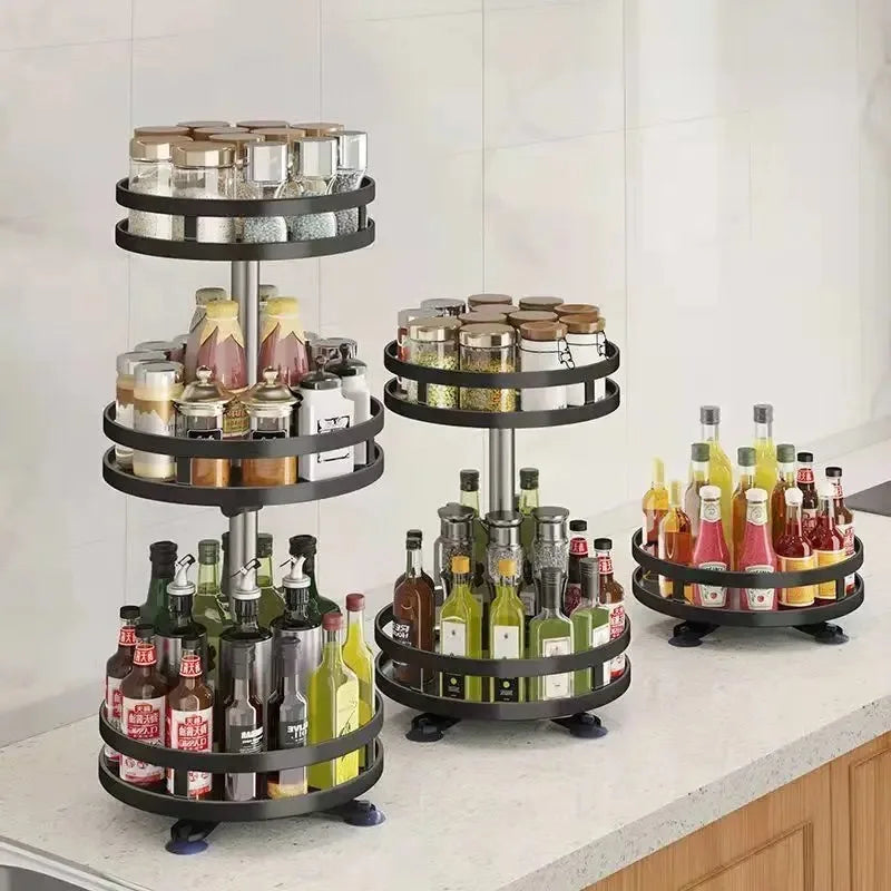 Rotating Kitchen Organizer Tray – 360° Spice & Pantry Storage Solution