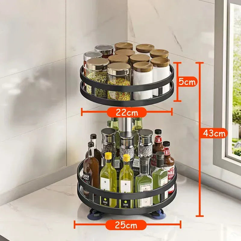 Rotating Kitchen Organizer Tray – 360° Spice & Pantry Storage Solution