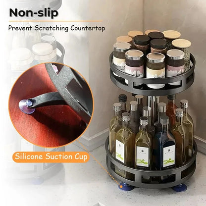 Rotating Kitchen Organizer Tray – 360° Spice & Pantry Storage Solution