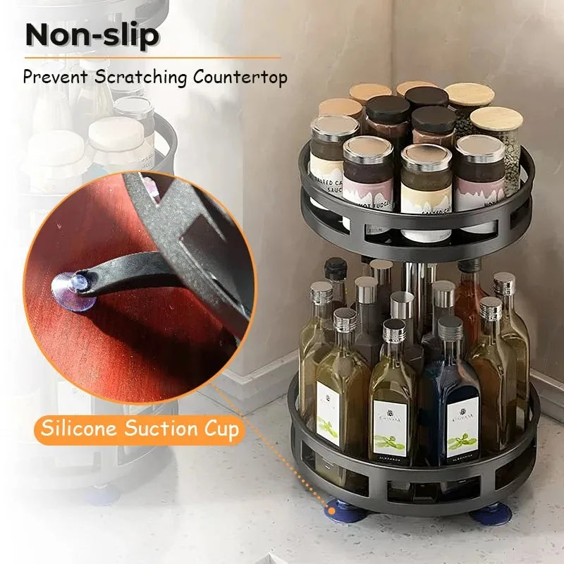 Rotating Kitchen Organizer Tray – 360° Spice & Pantry Storage Solution