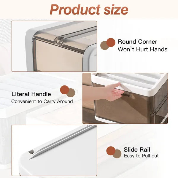 Foldable & Stackable Storage Bins (3-Pack) – Space-Saving Organizer with Lids & Dividers.