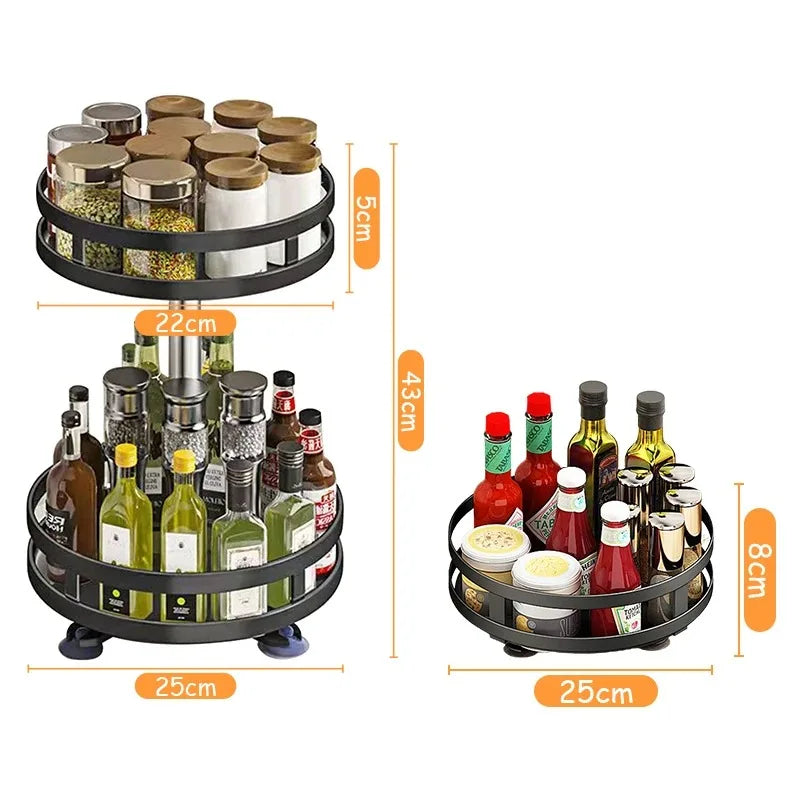 Rotating Kitchen Organizer Tray – 360° Spice & Pantry Storage Solution